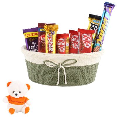 SFU E Com Beautiful Festival Chocolate Gift Hamper | Valentine Love Teddy Bear With Chocolate Combo | Valentine Chocolate Hamper | 328