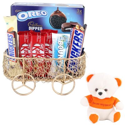 SFU E Com Beautiful Choco Combo Best Gift Hamper | Valentine Love Teddy Bear With Chocolate Combo | Valentine Chocolate Hamper | 946