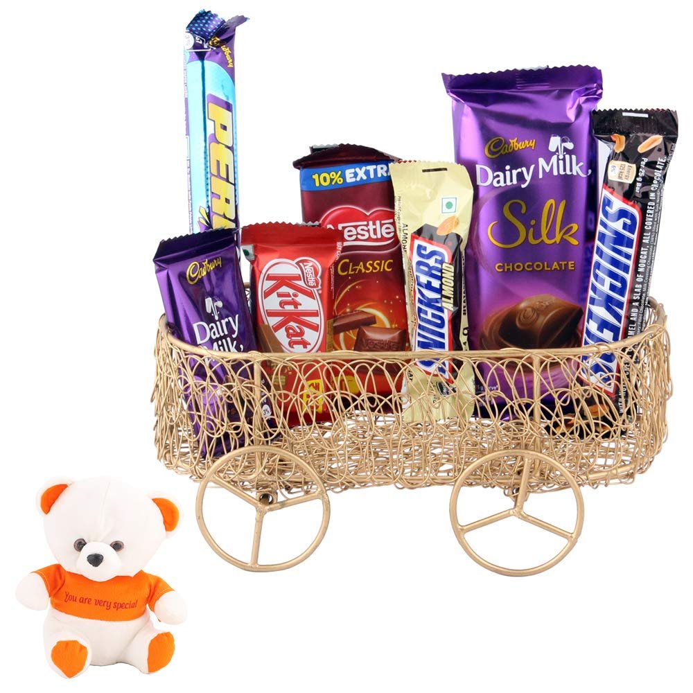 SFU E Com Almond & Peanut Chocolate Combo | Valentine Love Teddy Bear With Chocolate Combo | Valentine Chocolate Hamper | 702