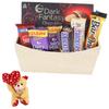 SFU E Com 7 Pieces Chocolate Hamper With Attractive Golden Basket | Valentine Heart Teddy Bear With Chocolate Combo | Valentine Chocolate Hamper | 258 view 1