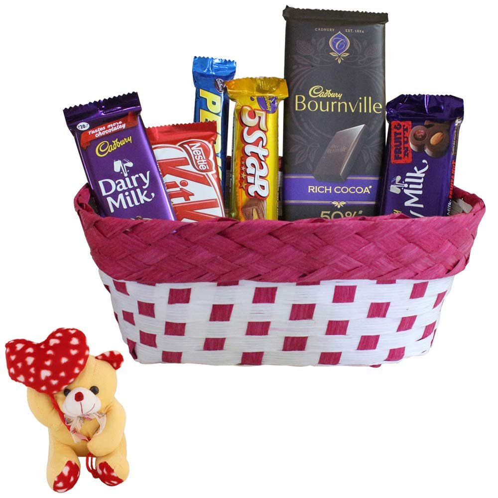 SFU E Com Bournville Rich Chocolate Hamper | Valentine Heart Teddy Bear With Chocolate Combo | Valentine Chocolate Hamper | 129
