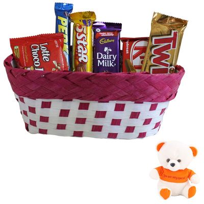 SFU E Com Attractive Chocolate Basket Hamper | Valentine Love Teddy Bear With Chocolate Combo | Valentine Chocolate Hamper | 156
