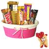 SFU E Com Attractive Chocolate Hamper With Attractive Tie Basket | Valentine Heart Teddy Bear With Chocolate Combo | Valentine Chocolate Hamper | 094 view 1