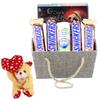 SFU E Com Beautiful Basket With peanut Chocolates | Valentine Heart Teddy Bear With Chocolate Combo | Valentine Chocolate Hamper | 1054 view 1