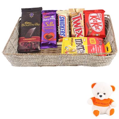 SFU E Com Bournville Cranberry With Creamy Chocolates | Valentine Love Teddy Bear With Chocolate Combo | Valentine Chocolate Hamper | 431