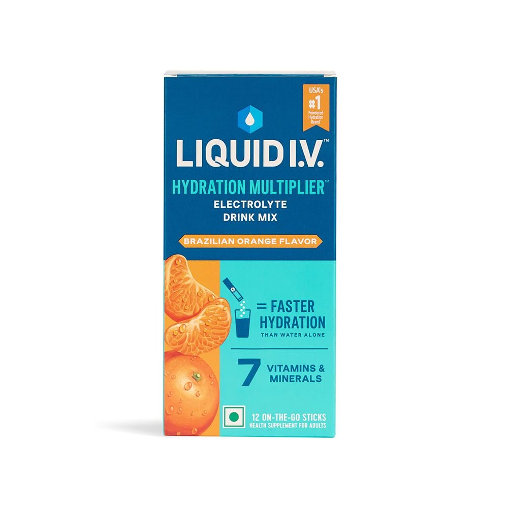Liquid I.V. Hydration Multiplier - Brazilian Orange| Electrolyte Powder Drink Mix 16g | Pack of 12