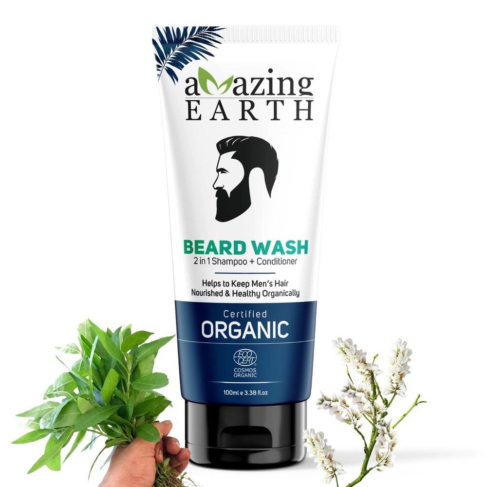 Amazing Earth Organic Beard Wash, 2-in-1 Shampoo and Conditioner, Nourishing Formula for Softer and Shinier Beard (Pack of 6) 100 ml each