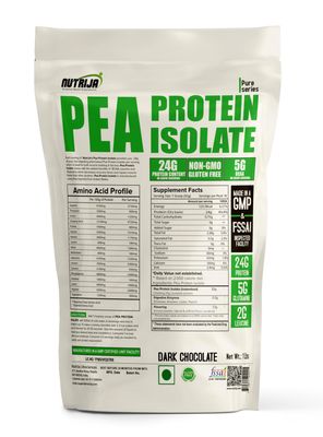 NutriJa Pea Protein Isolate 85% with added Digestive Enzymes 100% Vegan & Plant-Based, BCAAs, Amino Acid, Non-GMO 14 Servings (1 Lbs (Dark Chocolate))