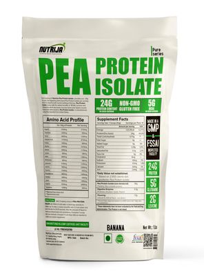 NutriJa Pea Protein Isolate 85% with added Digestive Enzymes 100% Vegan & Plant-Based, BCAAs, Amino Acid, Non-GMO 14 Servings (1 Lbs (Banana))