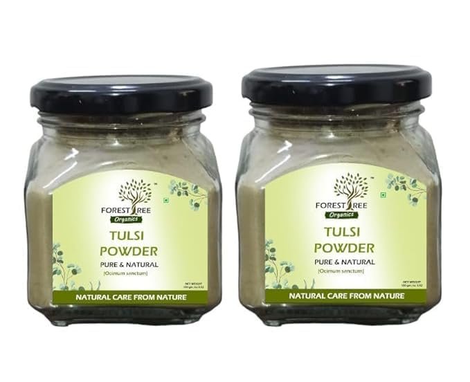Forestree Tulsi Leaf Powder, Organic Holy Basil Extract, Ayurvedic Health Supplement for Immunity and Wellness (100gm(pack of 2))