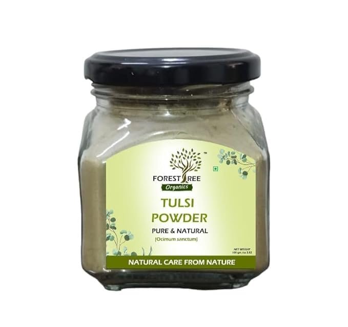 Forestree Tulsi Leaf Powder, Organic Holy Basil Extract, Ayurvedic Health Supplement for Immunity and Wellness (100gm(pack of 1))