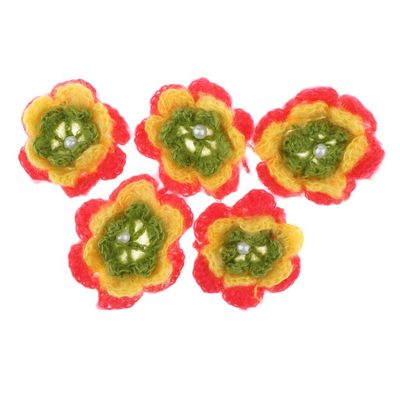 bnf 5Pcs Colors Yarn Crochet Flowers Handmade Applique Embellishment Color 2 |Crafts | Sewing | Embellishments & Finishes | Trims