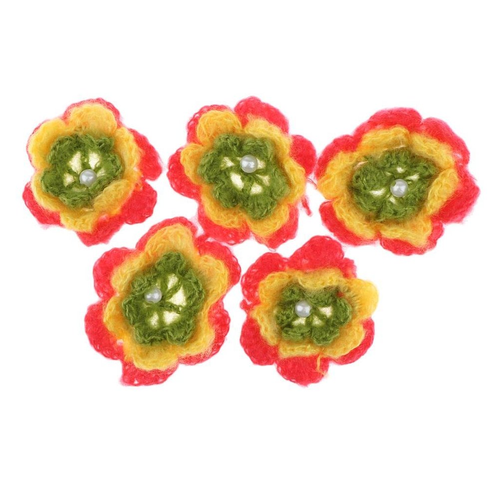bnf 5Pcs Colors Yarn Crochet Flowers Handmade Applique Embellishment Color 2 |Crafts | Sewing | Embellishments & Finishes | Trims