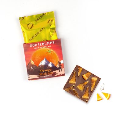 Goosebumps Orange Rock Salt 55% Dark Chocolate Mini Bar | Made with Real Orange pieces & Couverture | Fruit Chocolate Bars (Set Of 6)