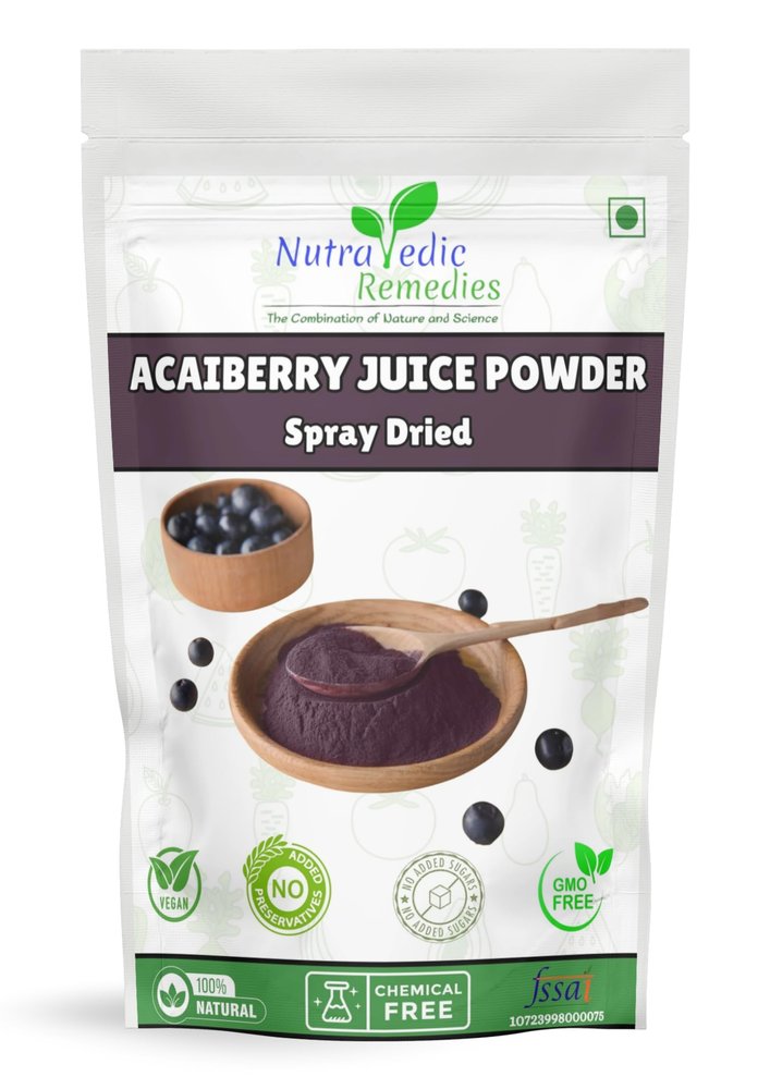 Acaiberry Juice Powder (200 Gram), 100% water Soluble, Spray Dried, Antioxidant-Rich Superfood, Nutrient-Dense & Delicious, Perfect for Ice-cream, Juice, Smoothies & Health Drinks,Boost Your Health Naturally, Vegan, No Preservatives, GMO Free, Natura