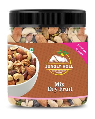 JUNGLY HOLL Healthy Nutmix, Dried Almonds, Black Raisins, Cashewnuts, Cranberries, Black Dates & Many More (250 Gram, Mix Dry Fruit)