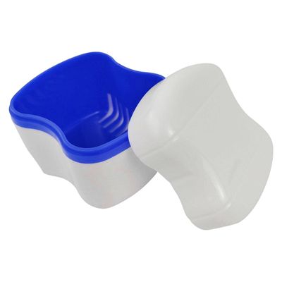 LOOM TREE Denture Bath Box Organizer With Strainer Basket Teeth Portable Navy Blue | Oral Care | Denture Care