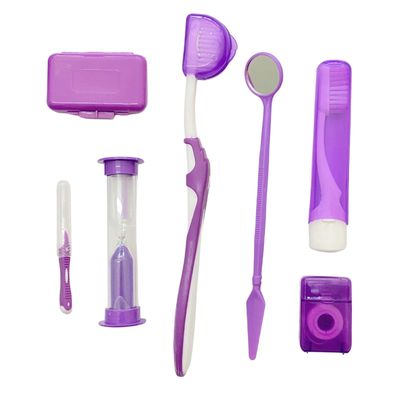 LOOM TREE 8 Kit Orthodontic Set Oral Care Cleaning Protective Wax Brush Floss Purple | Health Care | Other Health Care Supplies