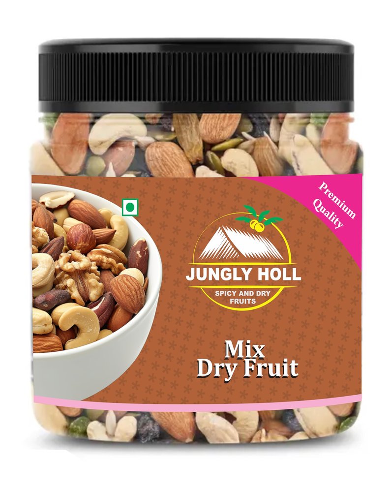 JUNGLY HOLL Healthy Nutmix Dried Almonds, Black Raisins, Cashewnuts, Cranberries, Black Dates & Many More (500 Gram, Mix Dry Fruit)