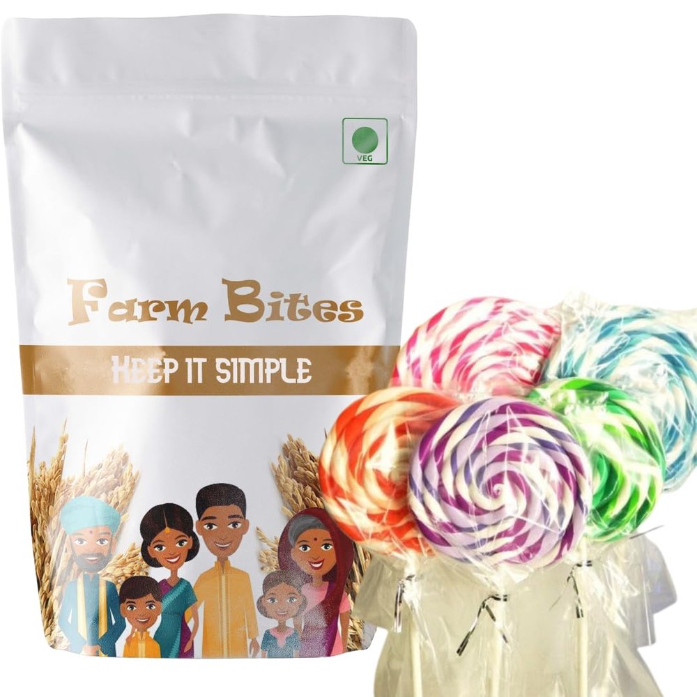 Farm Bites: Handmade Lollies made with Real fruit Extract | 100% Vegan | Lollipops Candy For Kids | Colorfull Handmade Lollipops - 30 Count