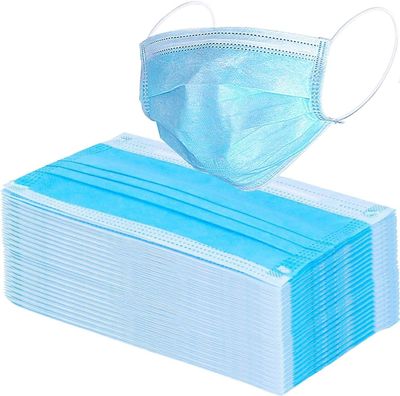 Aarbho 3 Ply Disposable Face Mask with Nose Clip (Blue, Pack of 100) for Unisex