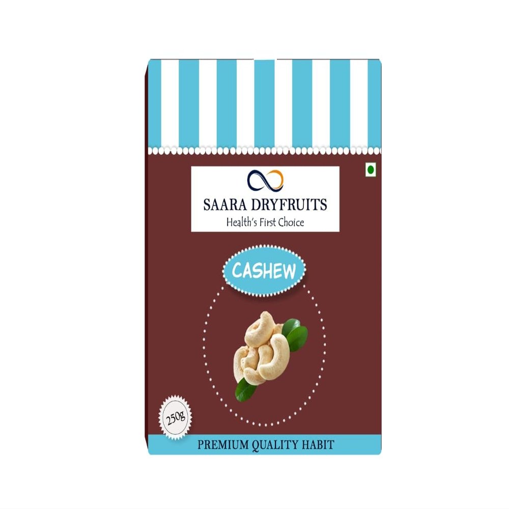 SAARA DRYFRUITS Cashews Kaju 250g | Whole W320 Crunchy Cashew Nuts | Fresh & Tasty Dry Fruits for Snacking, Cooking and Gifting | Source of Fibre & Plant Protein | Ideal for Daily Energy and Home Use