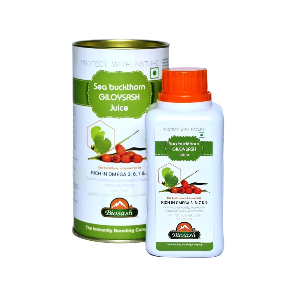 Biosash Seabuckthorn Giloysash Juice 250ml | Pure Sea Buckthorn Juice with Giloy & Berry Pulp | Rich in Omega 3 6 7 9 | Helps in Skin & Hair Health, Liver Detox, Immunity Vitality & Overall Wellness