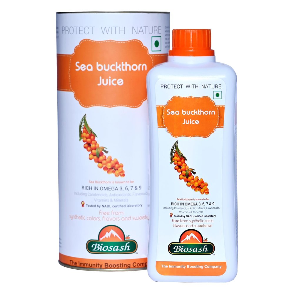 Biosash Himalayan Sea Buckthorn Pulp Concentrate 750ml | Cold-Pressed | Natural Vitamin C, Rich in Omega 3, 6, 7, 9 |Antioxidants | Immunity |Skin Glow | Gut Health Support | Herbal SeaBuckthorn Juice | Makes 150 Glasses | No Added Sugar | Organic Hi
