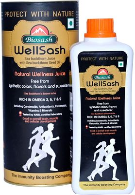 Biosash WELLSASH Sea Buckthorn Juice 250ml | Certified Organic & Cold-Pressed | Rich in Omega 3 6 7 9, Vitamins & Antioxidants |No Added Sugar| Daily Wellness Drink for Immunity & Vitality |50 Serves