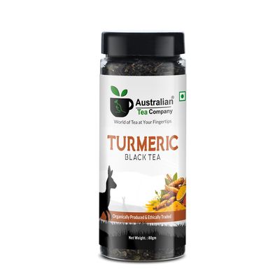 Australian Tea Company Turmeric Loose Leaf Black Tea (40 Cups) - 80 Grams | Boosts Immunity and Aids Digestion | Non-GMO - 100% Natural