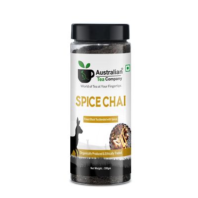 Australian Tea Company Premium Spice Chai (50 Cups) - 100 Grams | 100% Natural | Smooth, Flavorful, Robust | Finest Black Tea blended with Spices