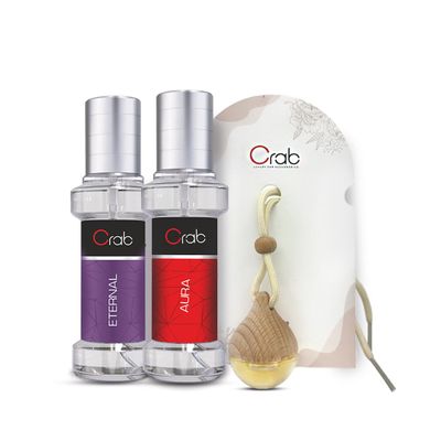 Crab Car Spray Perfume & Diffuser Combo Aura, Eternal & Musk Scents | Premium Essential Oils for Car, Home & Office | Long-Lasting Air Freshener Set with Elegant Diffuser