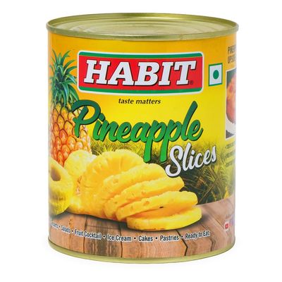 HABIT Pineapple Slices in Sugar Syrup - 850g | Ready-to-Eat | Perfect for Cakes, Pastries, Cocktails, Juices, Desserts & Salads (Pack of 2)
