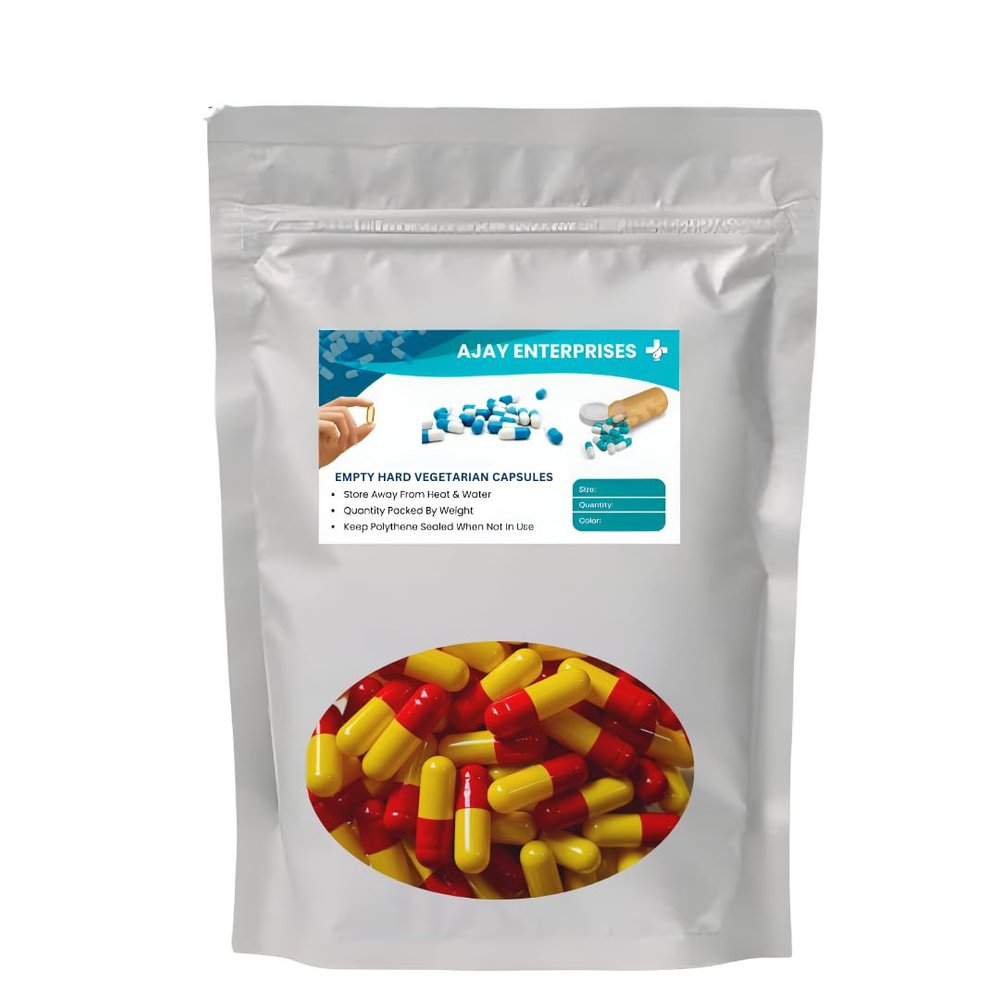 AJAY ENTERPRISES Empty Gelatin Capsules SIZE 0 (500 MG) (Pack of 2000) (RED YELLOW, SIZE 0 (500 MG))
