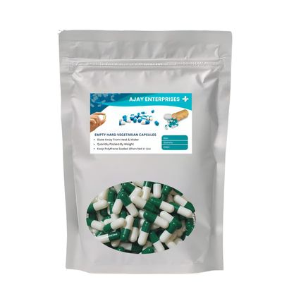 AJAY ENTERPRISES Empty Vegetarian Capsules (Pack of 2000) (White-Green, SIZE 0 (500 MG))