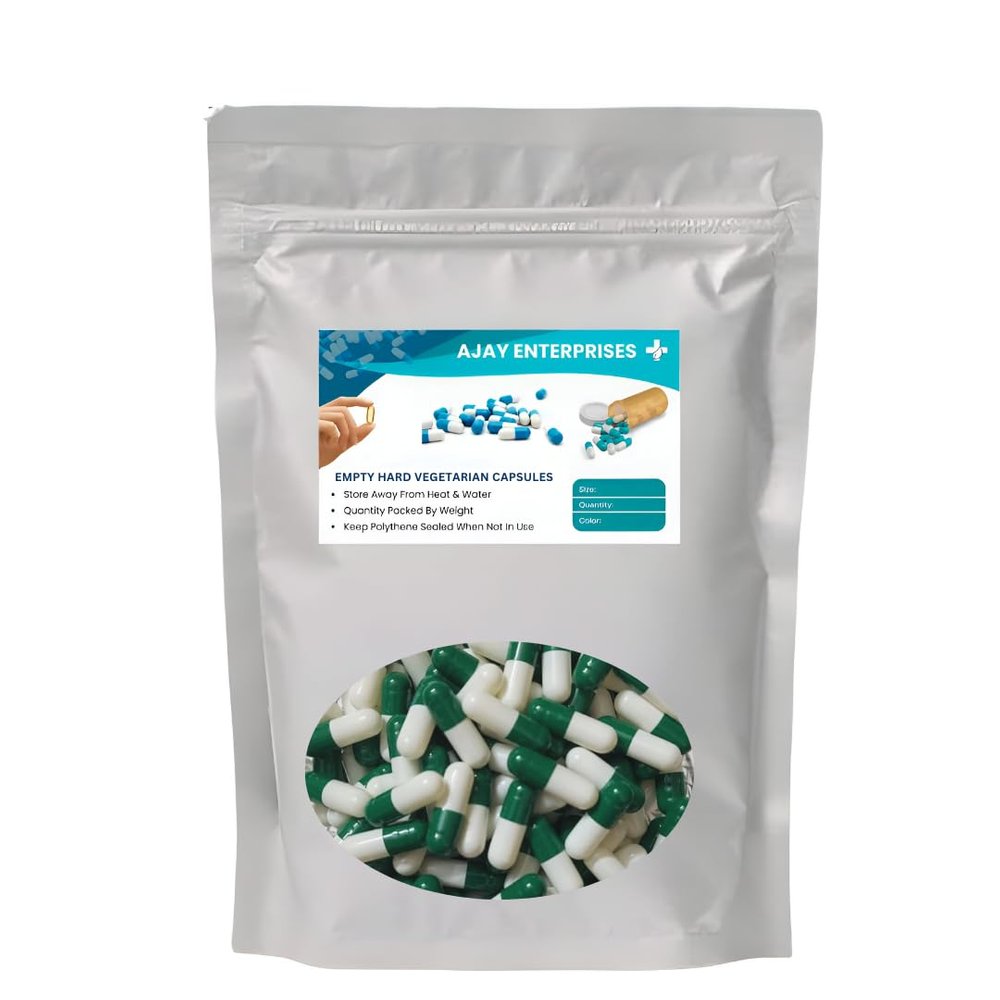 AJAY ENTERPRISES Empty Vegetarian Capsules (Pack of 2000) (White-Green, SIZE 0 (500 MG))