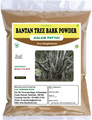 3V PRODUCTS Banyan Tree Bark Powder 200g | Aalam Pattai | Bargad Chaal | Marri Udala | Indian Fig | Ficus Benghalensis Bark (Pack of 2x100g)