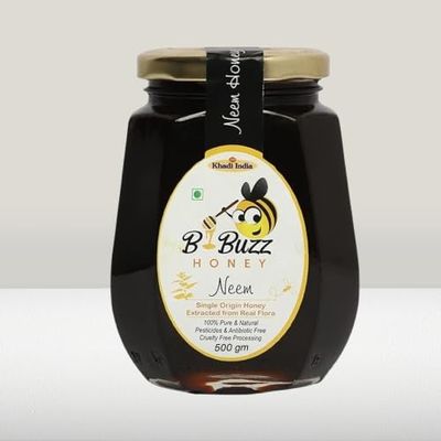 Bbuzz Neem Honey 500g | Raw & Unprocessed Natural Honey from Neem Flowers | Pure Sugar-Free Forest Honey for Immunity, Digestion & Wellness
