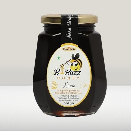 Bbuzz Neem Honey 500g | Raw & Unprocessed Natural Honey from Neem Flowers | Pure Sugar-Free Forest Honey for Immunity, Digestion & Wellness