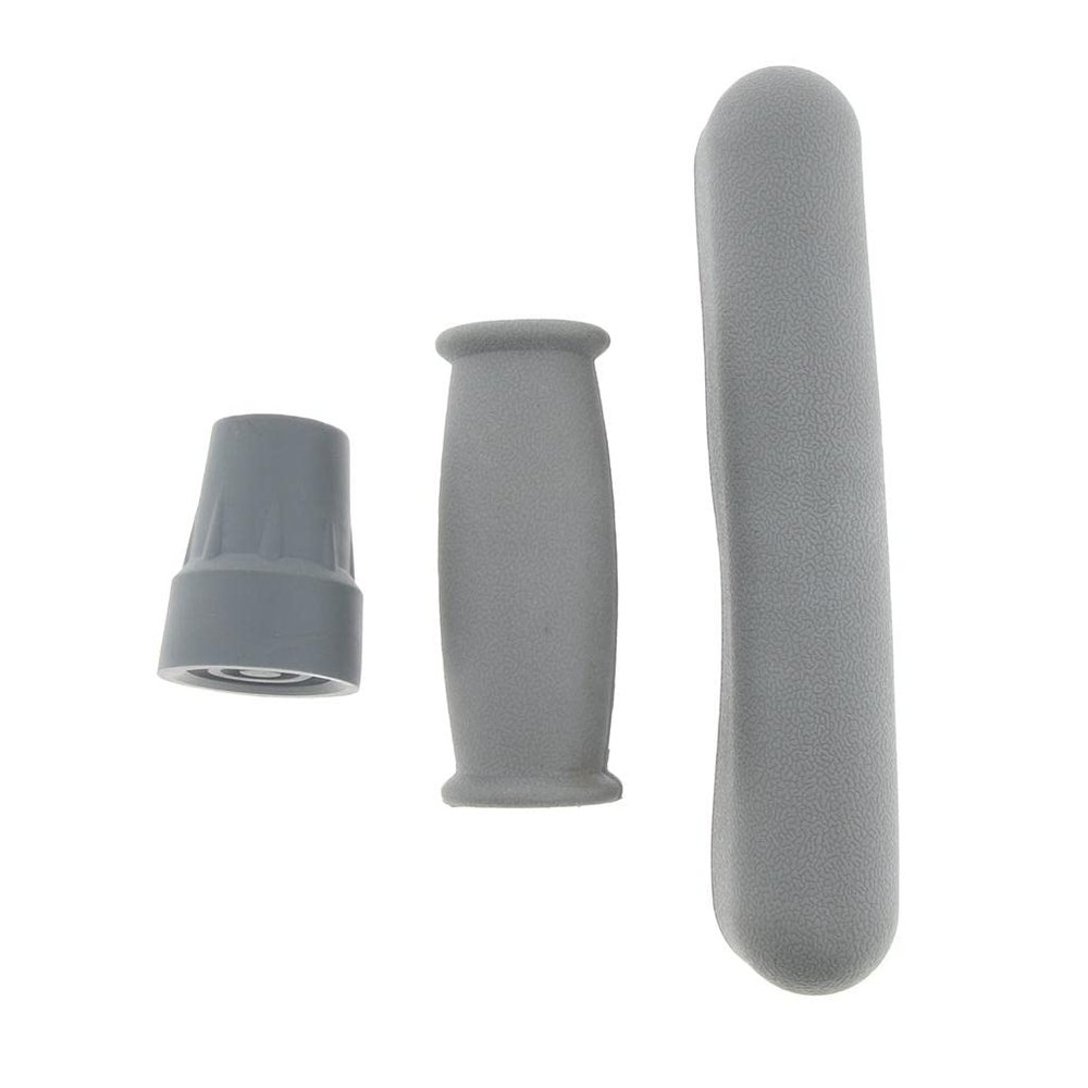 1 Set Crutch Accessory Kit Crutch Pad+Handle Grip Covers+Tip Cover Gray