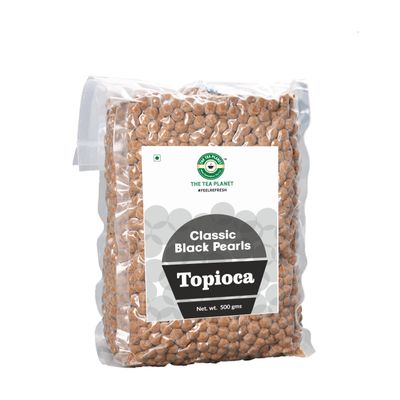 Tea Planet Tapioca Pearls Classic Black Boba 500g | Instant-Ready Chewy Pearls for Bubble Tea, Milk Tea, Mocktails, Ice Cream & Desserts | Vegan-Friendly, Non-GMO & Easy to Prepare (500gms, Black pearls)