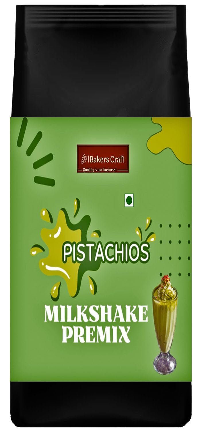 Bakers Craft 350 gm Pistachio Milk Shake Premix | Pista Flavour | Smooth and Fruity Delight | Instant Preparation |