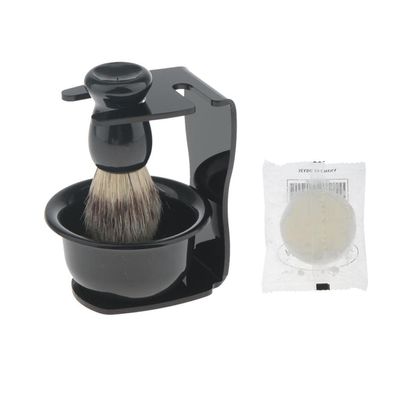 LOOM TREE 4 In 1 Salon Bristle Hair Shaving Brush With Black Poly Soap Mug Bowl And Shaving Brush Holder Stand Shave Soap Travel Set For Salon Barber Men | Shaving & Hair Removal