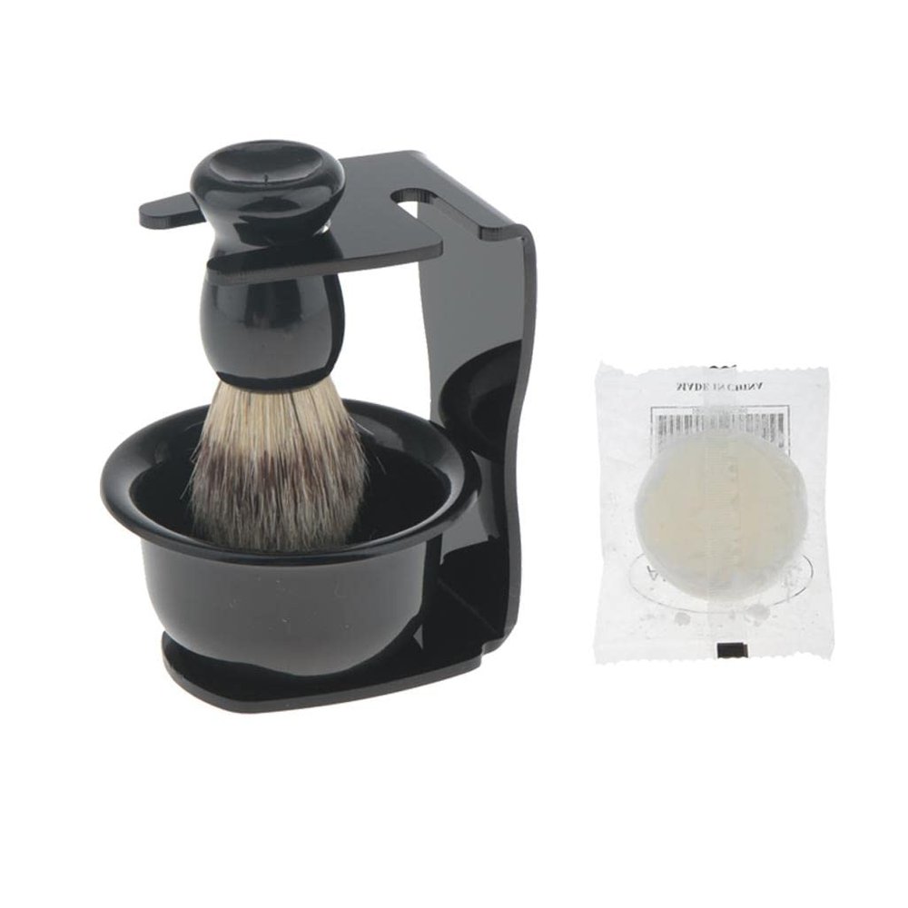 LOOM TREE 4 In 1 Salon Bristle Hair Shaving Brush With Black Poly Soap Mug Bowl And Shaving Brush Holder Stand Shave Soap Travel Set For Salon Barber Men | Shaving & Hair Removal