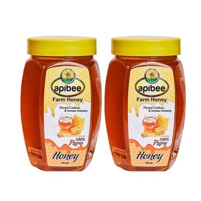 Apibee Farm Honey 500 g (Buy 1 Get 1 Free) | 100% Pure & Natural Honey | Raw Farm-Sourced Honey with No Added Sugar | Daily Use Natural Sweetener (Pack of 2)