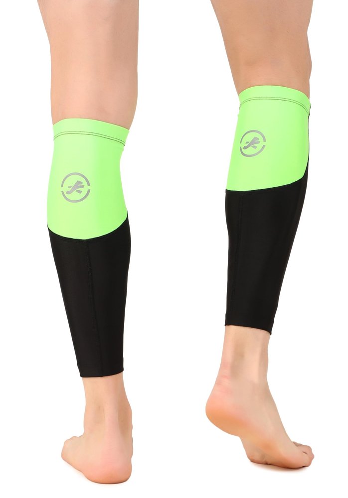 ReDesign Compression Calf Sleeves Support, Leg Compression Sleeves for Sports, Gym, Running, Cycling, Jogging and Workout (Black/NeonGreen, L)