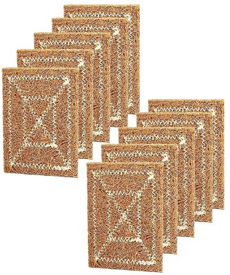 Grow Basket Natural Coconut Coir Fibre Scrub Pads, Kitchen Dishwashing Scrub Pads, Utensil Washing Scrub Suitable for Dish/Utensils/Tiles, Wash Basin (10pcs (Small 3x4 inch))