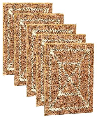 Grow Basket Natural Coconut Coir Fibre Scrub Pads, Kitchen Dishwashing Scrub Pads, Utensil Washing Scrub Suitable for Dish/Utensils/Tiles, Wash Basin (5pcs (Large 4x6 inch))