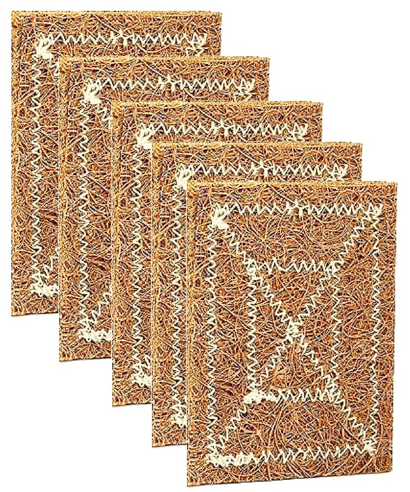Grow Basket Natural Coconut Coir Fibre Scrub Pads, Kitchen Dishwashing Scrub Pads, Utensil Washing Scrub Suitable for Dish/Utensils/Tiles, Wash Basin (5pcs (Large 4x6 inch))