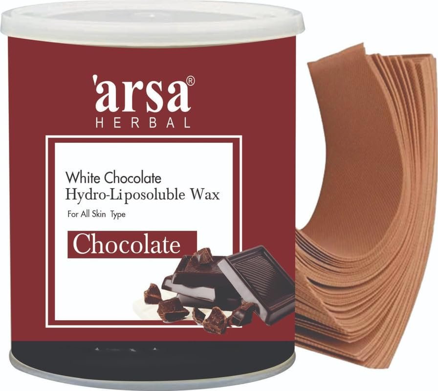 arsa HERBAL PROFESSIONAL: White Chocolate Hydro-Liposoluble Wax | Safe for All Skin Types & Colophony-Free | Includes Wax Strips for Smooth Skin